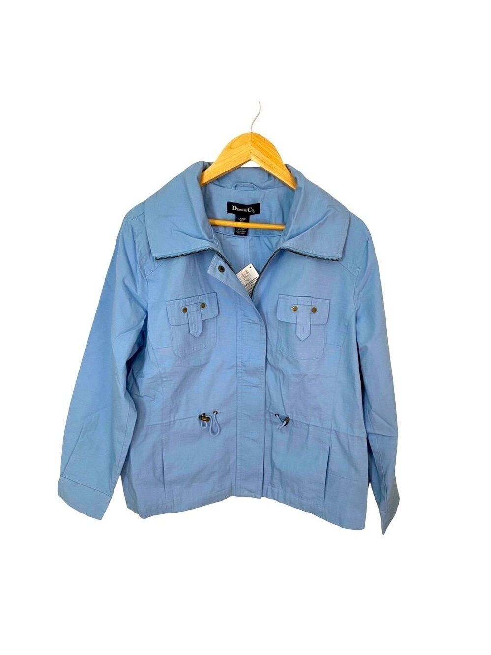 Denim & Co. Blue Anorak Style Full Zip Jacket NWT Size L